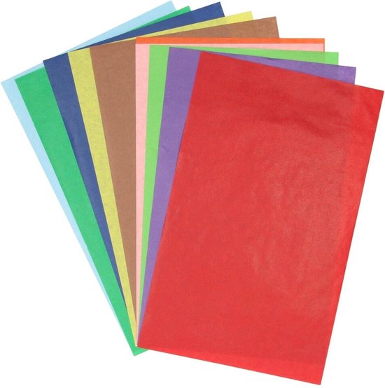 Foto: Gekleurd transparant vloeipapier doorzichtig papier set van 10 verschillende kleuren knutselpapier voor sinterklaas kerstmis vliegerpapier lantaarntje lampion surprise kijkdoos 