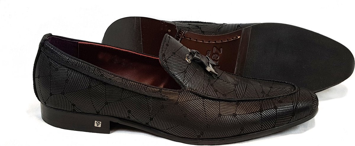 Zerba - Heren Instappers - Loafers - Maat 41 - Zwart Leer - Tinata