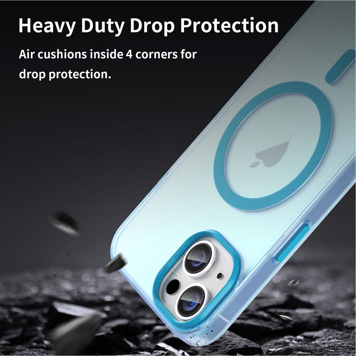 Mobigear Hoesje geschikt voor Apple iPhone 16 MagSafe Telefoonhoesje Flexibel TPU | Mobigear Shockproof Backcover | Geschikt voor MagSafe | Geschikt voor Draadloos Opladen met Magnetische Ring | Geschikt voor MagSafe Case - Blauw