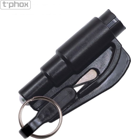 T-PHOX Marteau de sécurité Marteau d'urgence ACCESSOIRES DE VOITURE MARTEAU À FENÊTRE + COUPE-FENÊTRE coupe-ceinture de sécurité NOIR