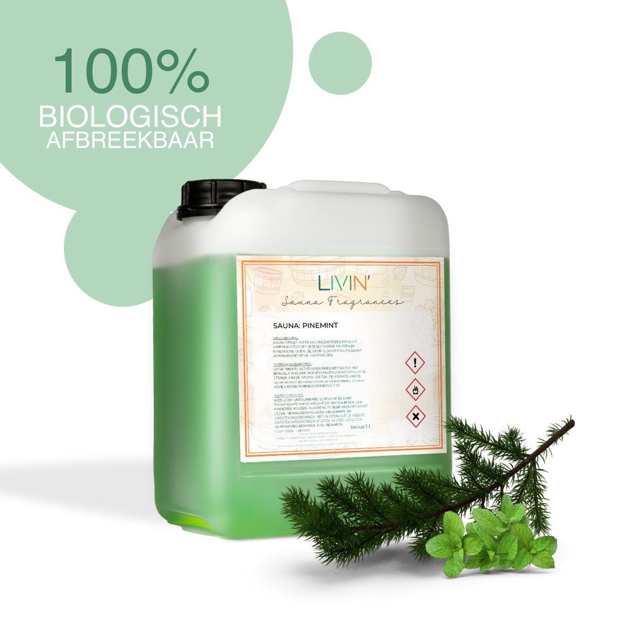 Goedkoopste LIVIN' Sauna Opgietmiddel Dennen-Mint 5L - Sauna Geur - Sauna Opgietmiddel - Sauna Opgietconcentraat - Sauna Opgiet - Stimuleert Bloedsomloop - Duurzaam - 5L