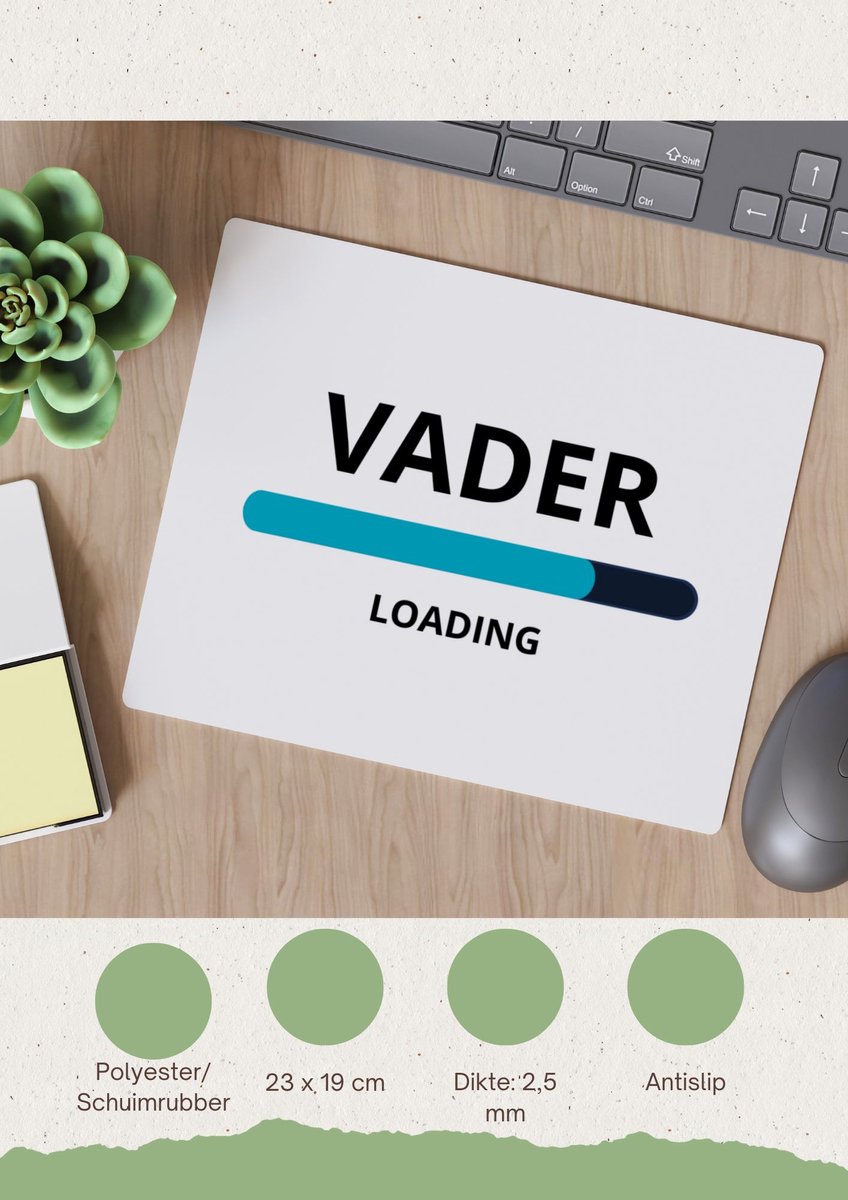 Akyol - vader loading Muismat - Papa - ochtendkoffie laden - vader cadeautjes - vaderdag - verjaardagscadeau - verjaardag - cadeau - geschenk - kado - gift - vader artikelen - 23 bij 19 cm