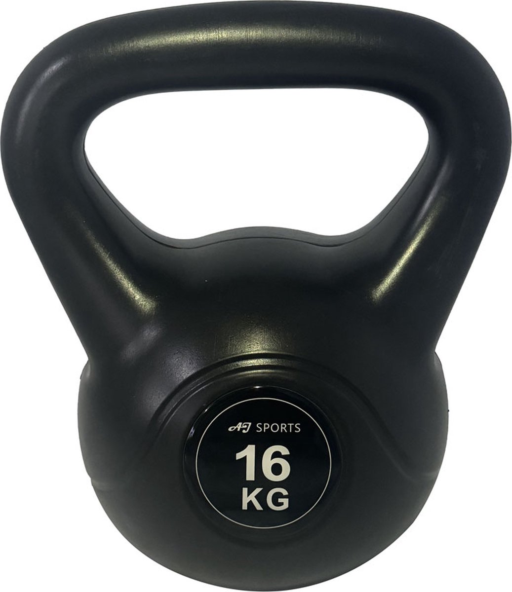 Bol.com AJ-Sports Kettlebell - PVC 16 kg - Kettlebell - Gewichten - Krachttraining - Zwart - Fitness - Geschikt voor Crossfit & ... aanbieding