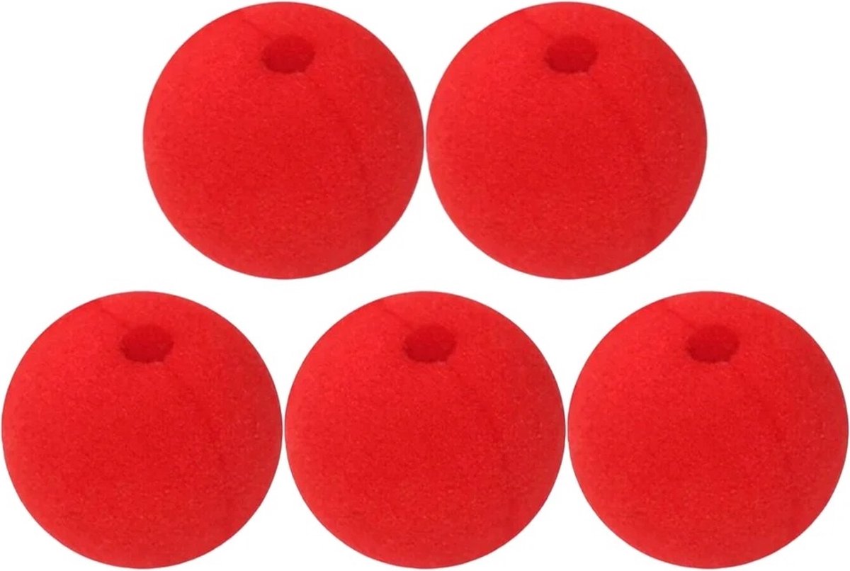 WiseGoods Premium Clownsneus - Clown Neus - Kostuum Accessoires - Kostuums - Verkleden - Verkleedkleding - Cosplay - Rood 5stk