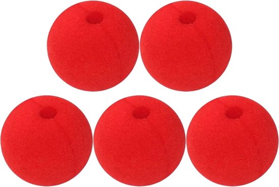 WiseGoods Premium Clownsneus - Clown Neus - Kostuum Accessoires - Kostuums - Verkleden - Verkleedkleding - Cosplay - Rood 5stk