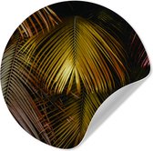 WallCircle - Stickers muraux - Cercle de papier peint - Jungle - Palmier - Or - 100x100 cm - Cercle mural - Autocollant - Papier peint autocollant rond XXL