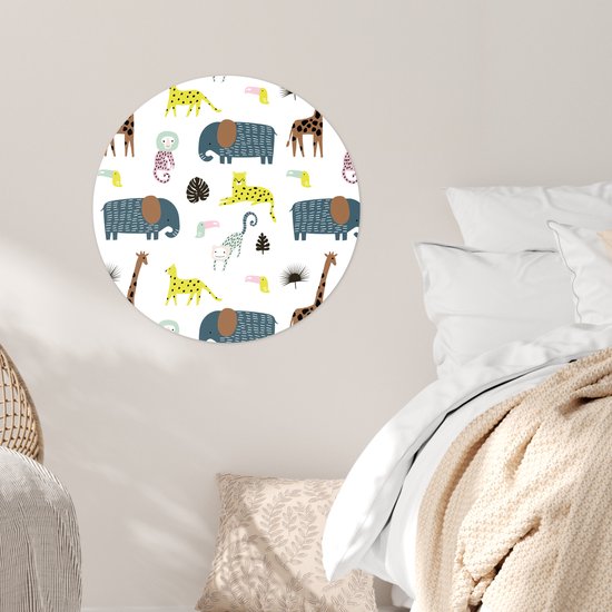 WallCircle® - Cercle de papier peint 50x50 cm - Stickers muraux Jungle - Animaux - Singe - Cercle mural - Accessoires chambre d'enfant - Décoration chambre bébé - Cercle mural autocollant