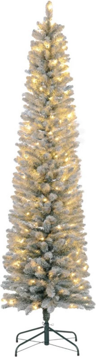 Kunstkerstboom met verlichting - Met sneeuw - Kunst kerstboom - Kerstboom - Kerstversiering - 180 cm - 150 warmwitte LEDS