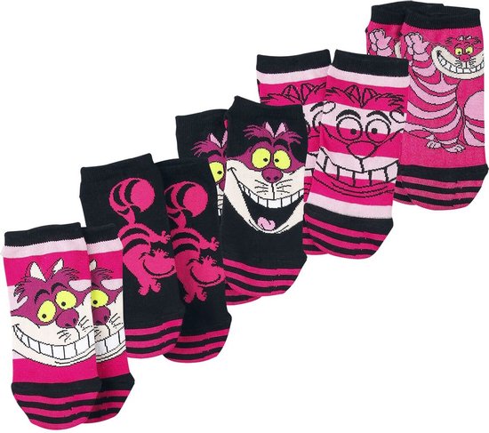 Alice In Wonderland Cheshire Cat Dames Sokken - roze/zwart - EU 35-38