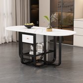 Bol.com Gutent Inklapbare Eettafel Wit + Zwart Uitschuifbare eettafel Multifunctionele uitschuifbare eettafel Eettafel met opber... aanbieding