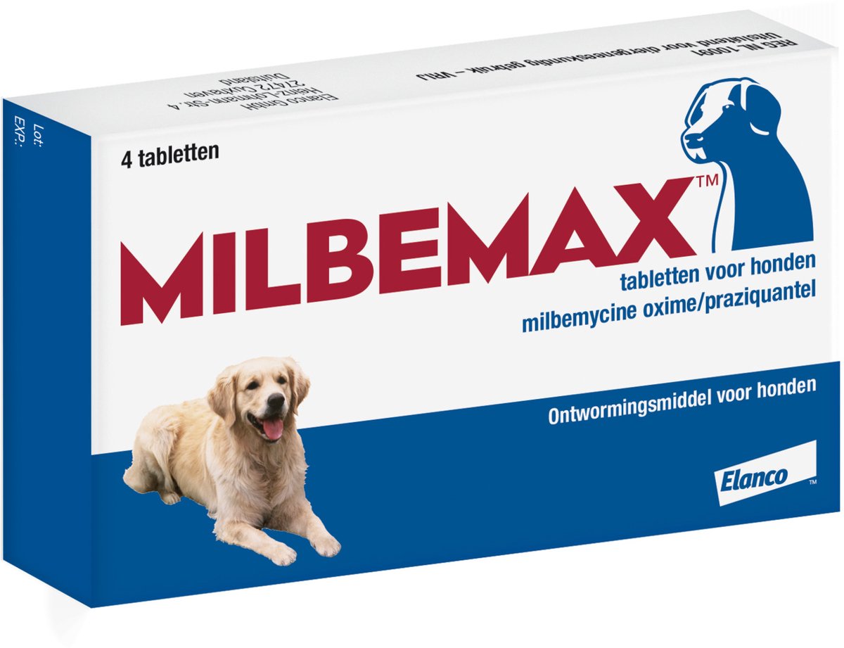 Milbemax Ontworming Tabletten Hond Groot 5 - 75 kg 4 tabletten