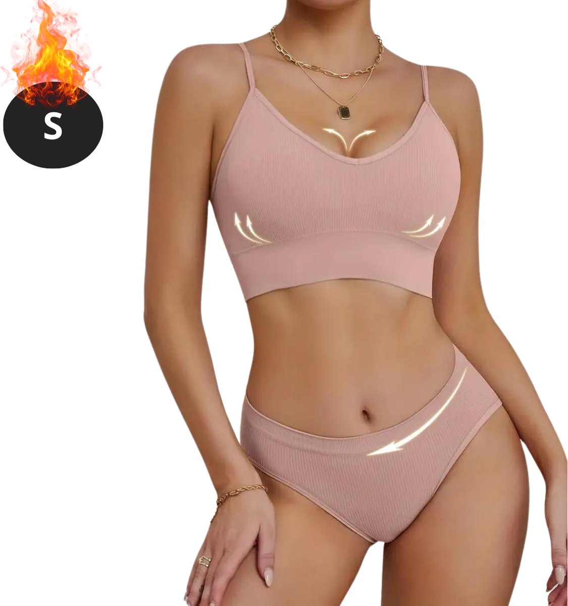 Livano Lingerie Set Zonder Beugel - Zonder Bandjes - Push-up Bh's - Comfort Beha - Comfortabel - BH - Roze