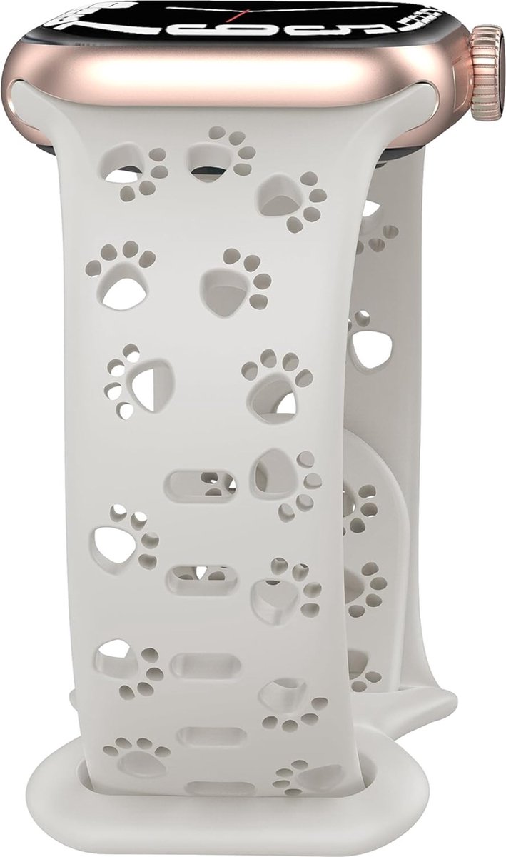 MY PROTECT - Siliconen Dog Paw Bandje - Geschikt Voor Apple Watch Bandje - Series 1/2/3/4/5/6/7/8/9/10/SE - 38mm - 40mm - 41mm - 42mm - Sportbandje - Starlight