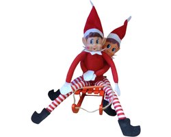 Stoute elf - naughty elves | Kerst - Elf - Stoute elf - pop - Jongen, meisje en houten slee | Kerstmis traditie