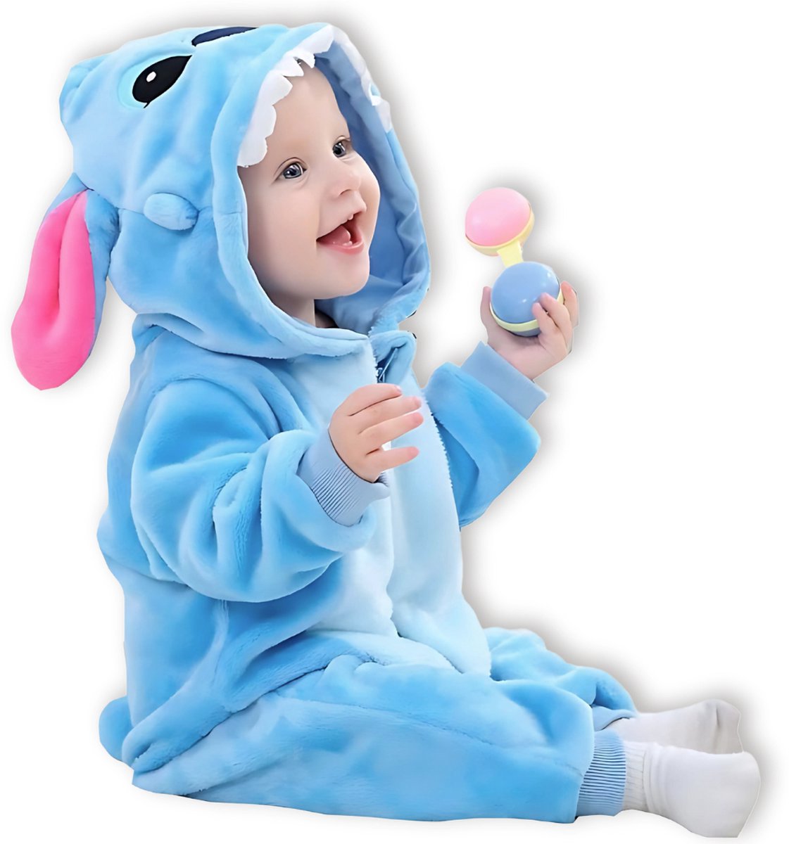 BoefieBoef Dieren Kleuter Onesie Peuter Pyjama Kinderen 2 tot 4 jaar – Verkleedkleding met Luierrits – Carnaval Dierenpak - Kerst en Kraamcadeau - Zacht Flanel - Baby Romper - Boxpak - Jongens - Meisjes - Kruippak - Winterpak - Stitch Blauw Muis
