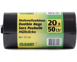 Cleany - Vuilniszakken - 50 Liter - 60/72cm - 15st