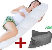 Ondersteunend Lichaamskussen + 1x katoenen kussensloop - 45 x 145cm - Antraciet - Body Pillow - Zwangerschapskussen - Body Pillow - Lichaamskussen - Voedingskussen - Zijslaapkussen - Sluimerrol - Afneembaar hoes premium body pillow lichaamskussen