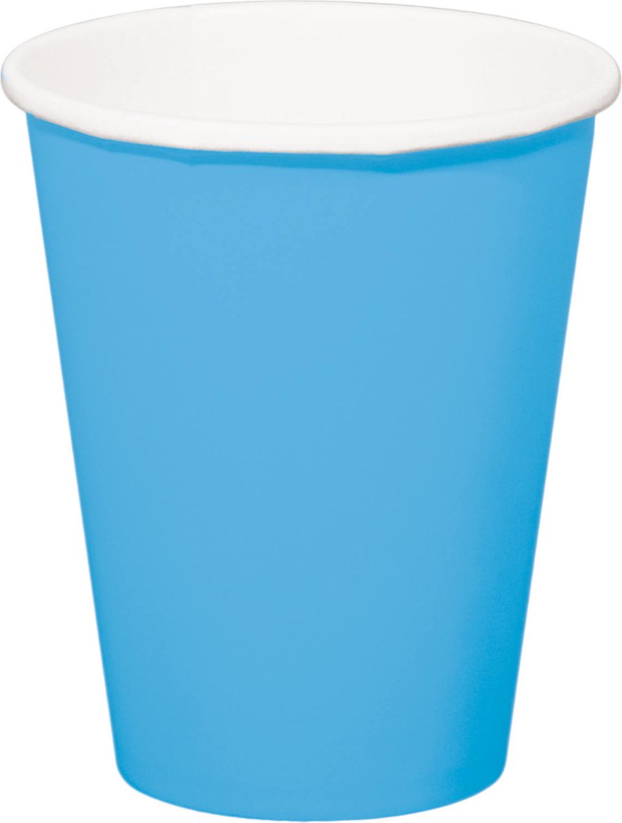 Folat Feest drinkbekers - 24x stuks - blauw - papier - 350 ml - verjaardag/party