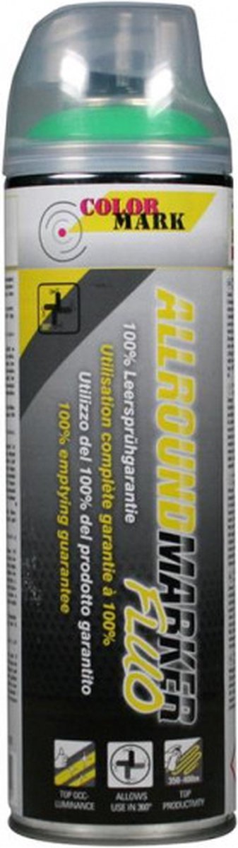Colormark Markeerspray 500 ml - Spotmarker Allround 360° Fluor Groen | Sneldrogend, Lood- en Chromaatvrij | Voor Grondmarkering en Verkeersveiligheid