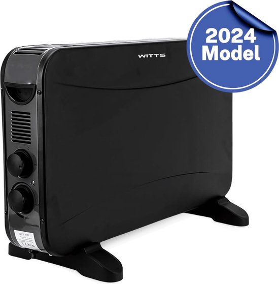 WITTS Elektrische Kachel - Inclusief Turbostand - Convectorkachel Electrisch - Kachel - Verwarming Electrisch - Zwart - 1200W/2000W