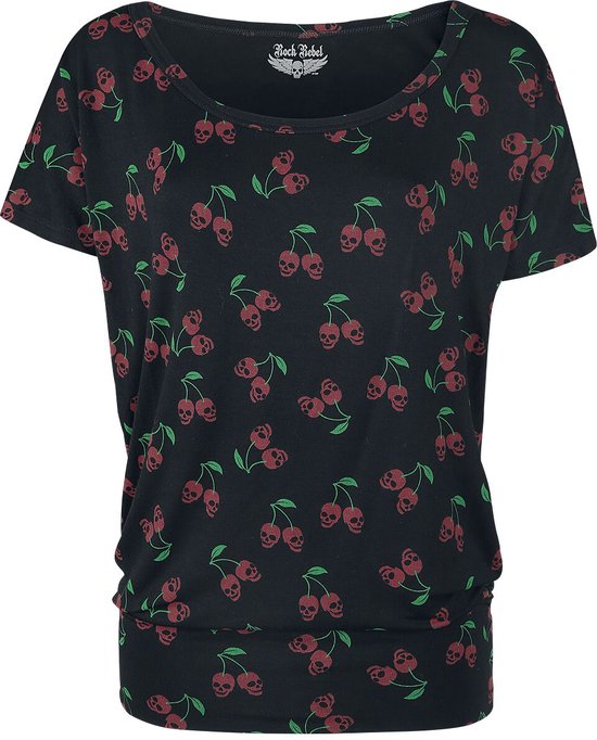 Rock Rebel Damen T-Shirt Schwarz - Weiter Ausschnitt Mit Ketten Detail