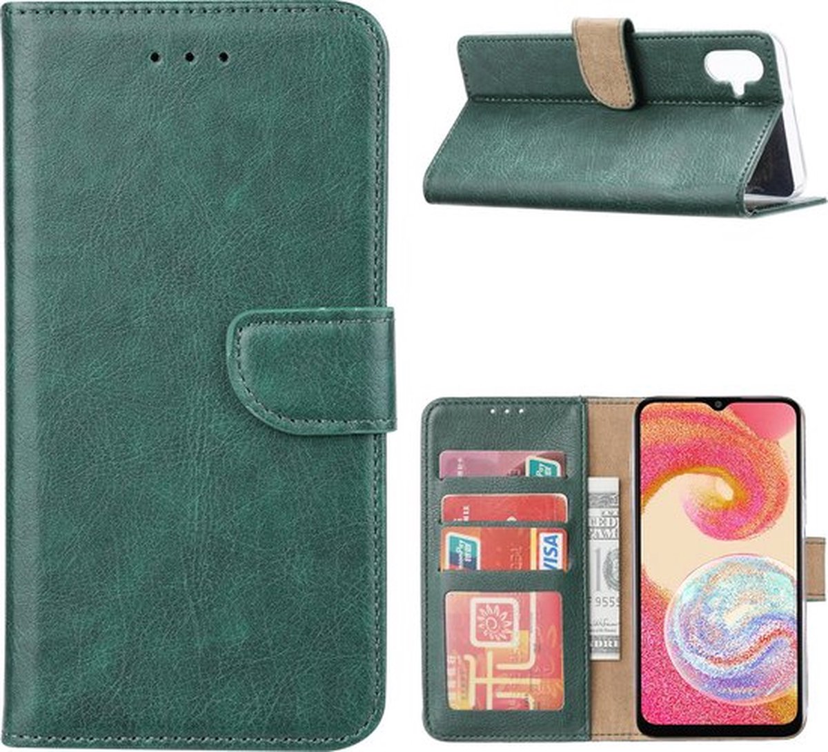 Bookcase Geschikt voor: Samsung Galaxy A06 - Groen - portemonnee hoesje - Book Cover