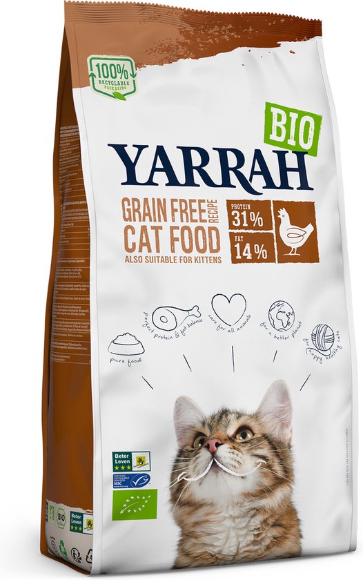 Yarrah Bio Kattenvoer Graanvrij Kip - Vis 800 gr