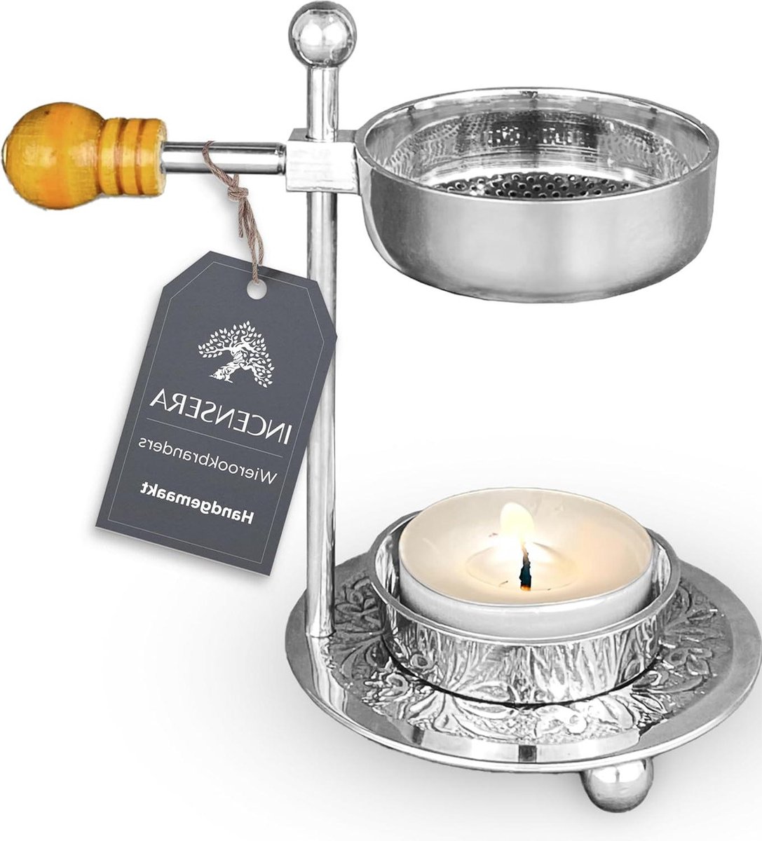 Wierookbrander met zeef - zilver veelzijdig & robuust voor aromatherapie - accessoires voor wierookbranders wierookbrander met zeef