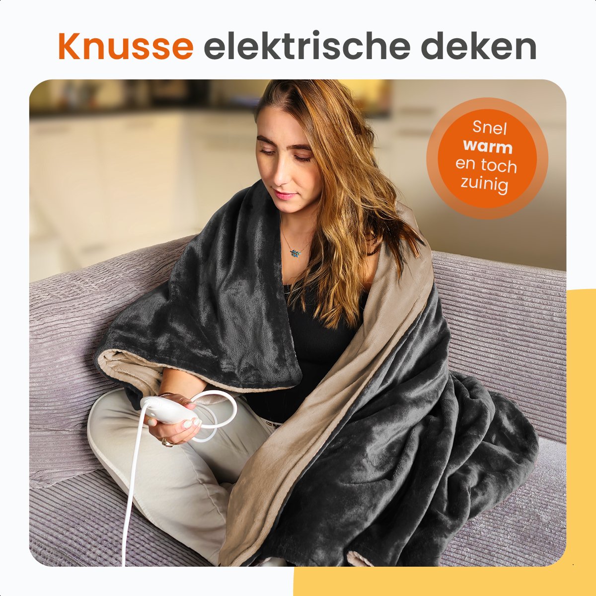 Afbeelding 3 van Goliving Elektrische Fleece Plaid - Warmtedeken - Verwarmende Fleecedeken - Elektrische Deken - 3 Warmtestanden - Machinewasbaar - 120 Watt - 2.5 Meter Snoer - Sherpa Flanel - 160 x 120 cm - Donkergrijs