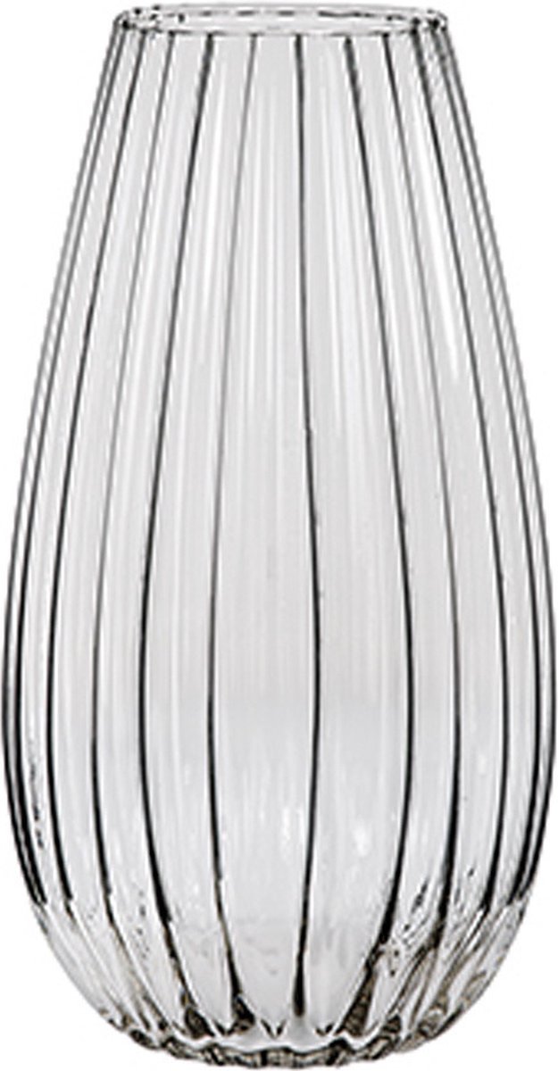 Alessandro Vaas - rallado - glas - streep relief - 13 x 13 x 26 cm - bloemenvaas