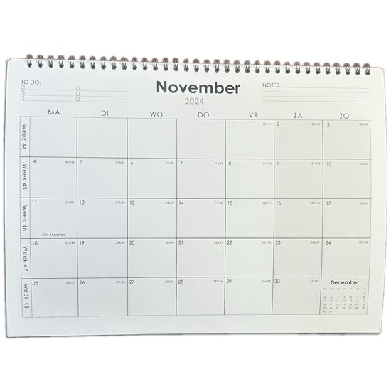 22 maanden bureaukalender - 2025/2026 - 1 maart 2025 t/m 31 december 2026 - A4+ (31x22.5cm) - Enkelzijdig - Spiraalgebonden - Met standaard - 190gms papier