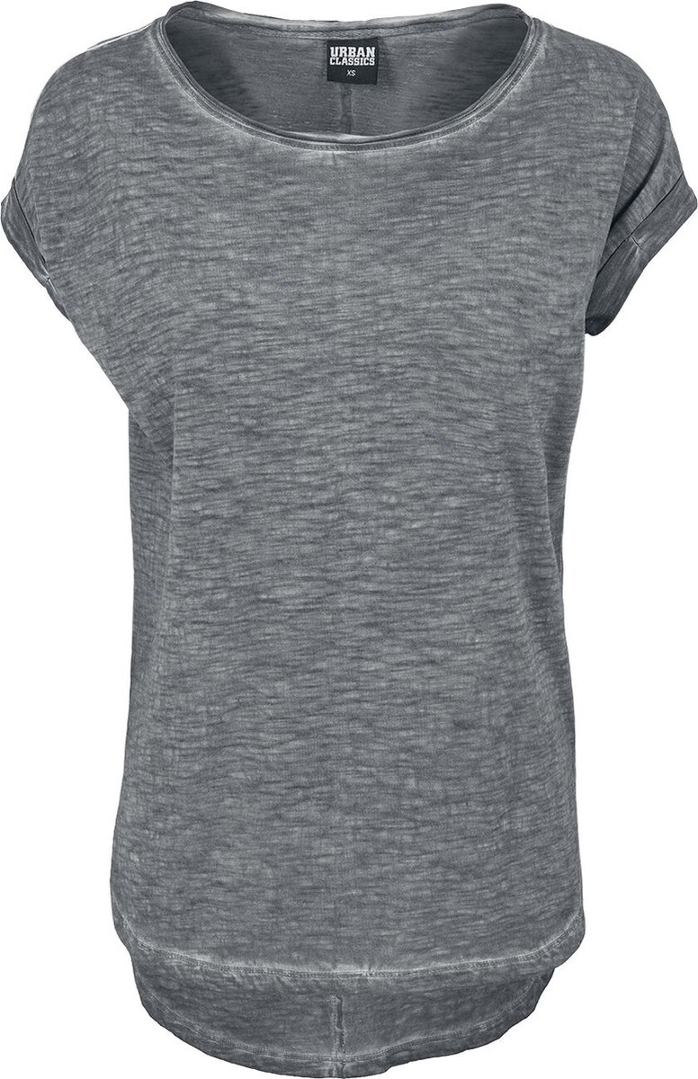 Urban Classics Long Back Shaped Spray Dye Tee Dames T-shirt donkergrijs XS