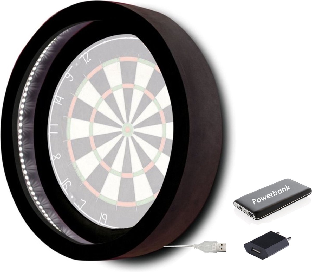 Dragon Darts Lunar Eclipse - Dartbord Verlichting - Inclusief Powerbank - LED Surround - Zwart