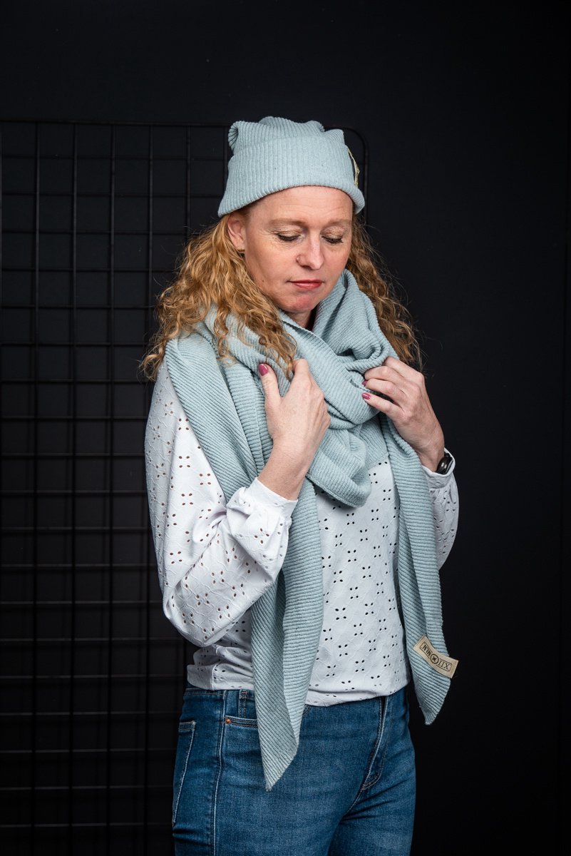 Twelve Million - Dames omslagdoek Texas - Driehoeksjaal - Gerecyclede materialen - Poncho - Wolvrij - Licht blauw