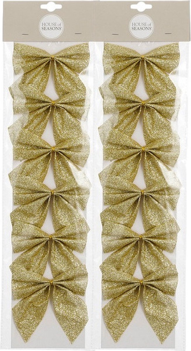 Kerst Lint Gouden Strik Glitter Kerstboom Opknoping Ornamenten voor Doe-het-zelf Kerstkransen Bruiloft Vakantie Feest Muur Tafel Huis Decoratie Cadeautjes