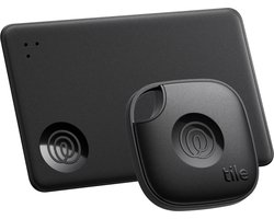 Life360 Tile Starter Set – Krachtige Bluetooth trackers voor sleutels, tassen, portemonnee en meer – 2-Pack in Zwart (1x Mate/ 1x Slim)