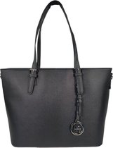 Grote schoudertas/Tas Dames - Saffiano - Extra hoog - geschikt voor A4 mappen/laptop - Ideaal te gebruiken voor school of werk - zwart