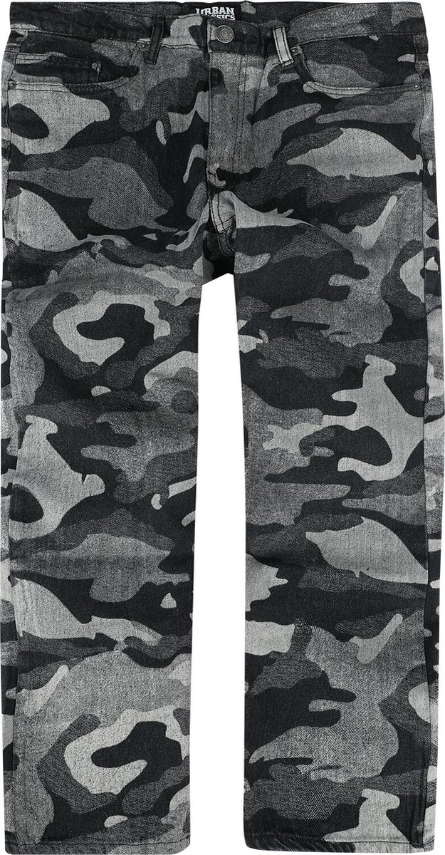 Urban Classics Laser Camo Printed Jeans Jeans camo W36L34 Katoen Basics Zwarte Camouflage