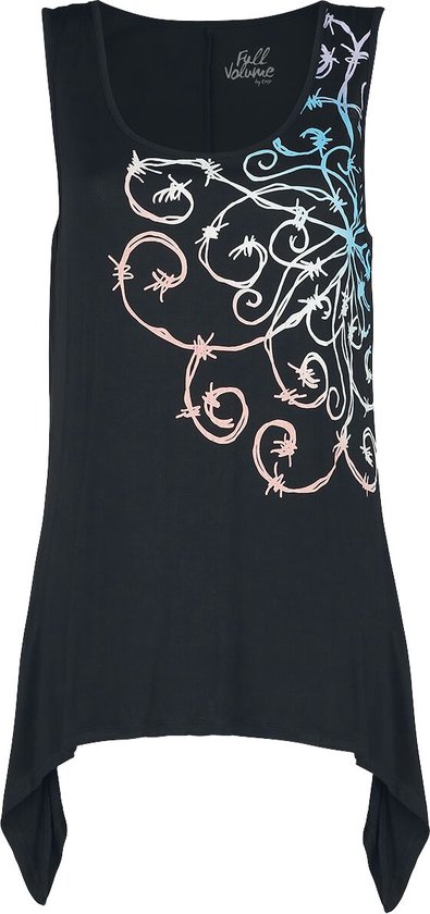Full Volume Zwarte top met mandala prikkeldraadprint - Dames - S