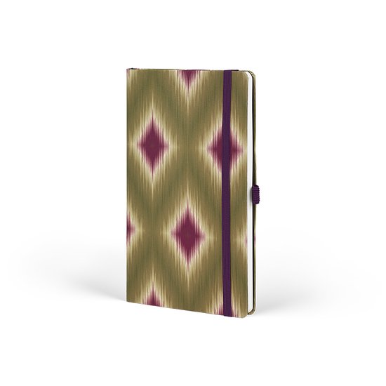 Carnet Castelli Milano A5 Ikat - Olive Bourgogne - contenu avec des lignes - 130x210 mm - Made in Italy
