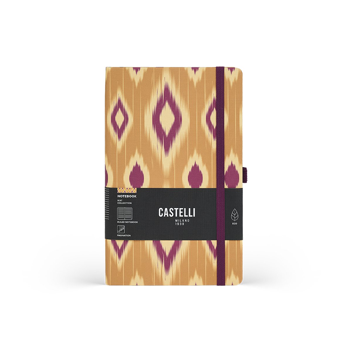 Castelli Milano A5 notitieboek Ikat - Mustard Blush - inhoud met lijnen - 130x210 mm - Made in Italy