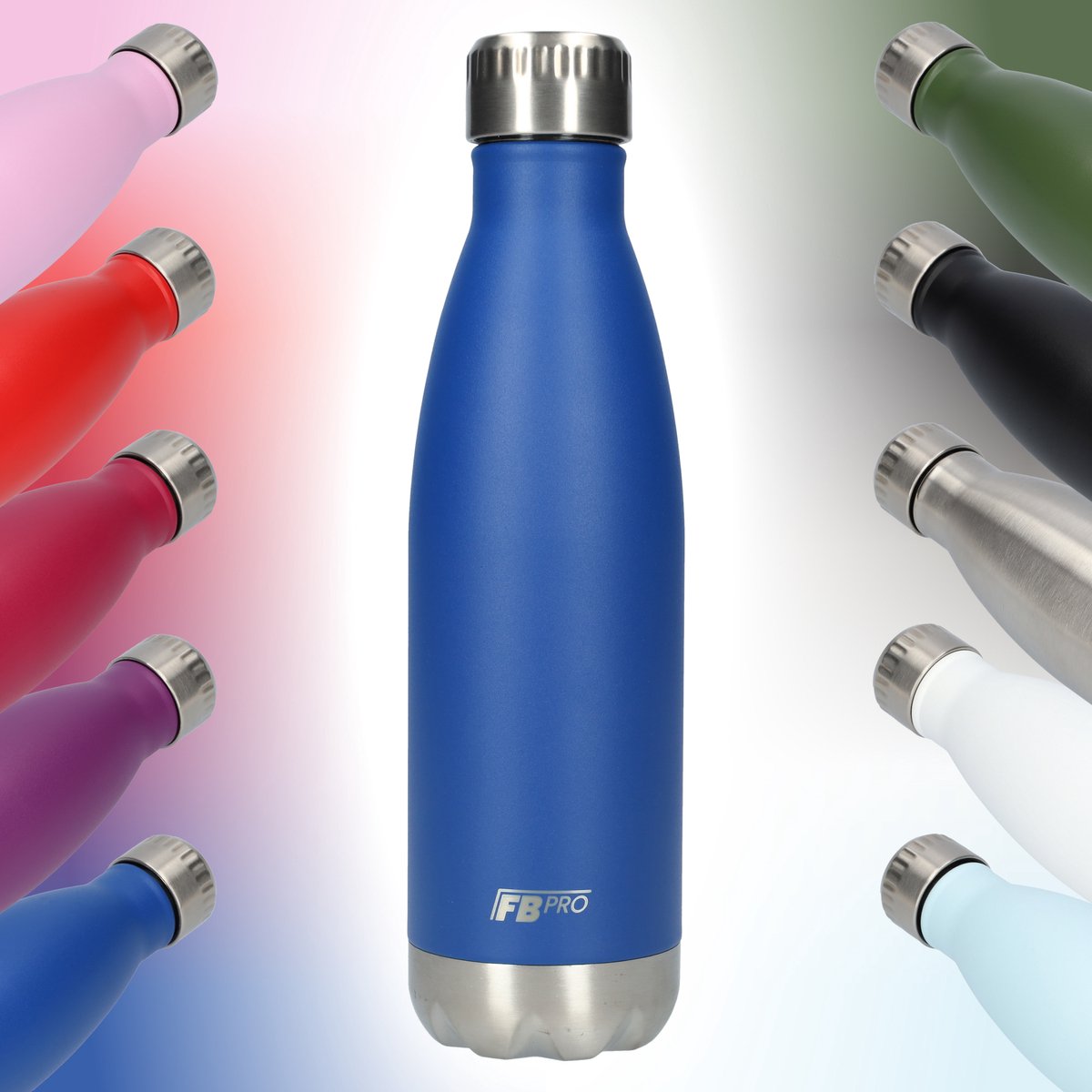 RVS Thermosfles - Thermoskan - Waterfles - Drinkfles - Isoleerkan - Modern design - Compact formaat - Ideaal voor warm en koud weer - Dubbelwandig - 500ML - Blauw - Navy