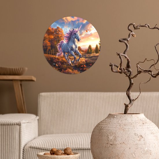 WallCircle® - Papier peint cercle 30x30 cm - Stickers muraux Licorne - Animal de conte de fées - Nature - Filles - Cercle mural chambre ado - Décoration chambre - Accessoires chambre ado - Cercle mural chambre jeunesse