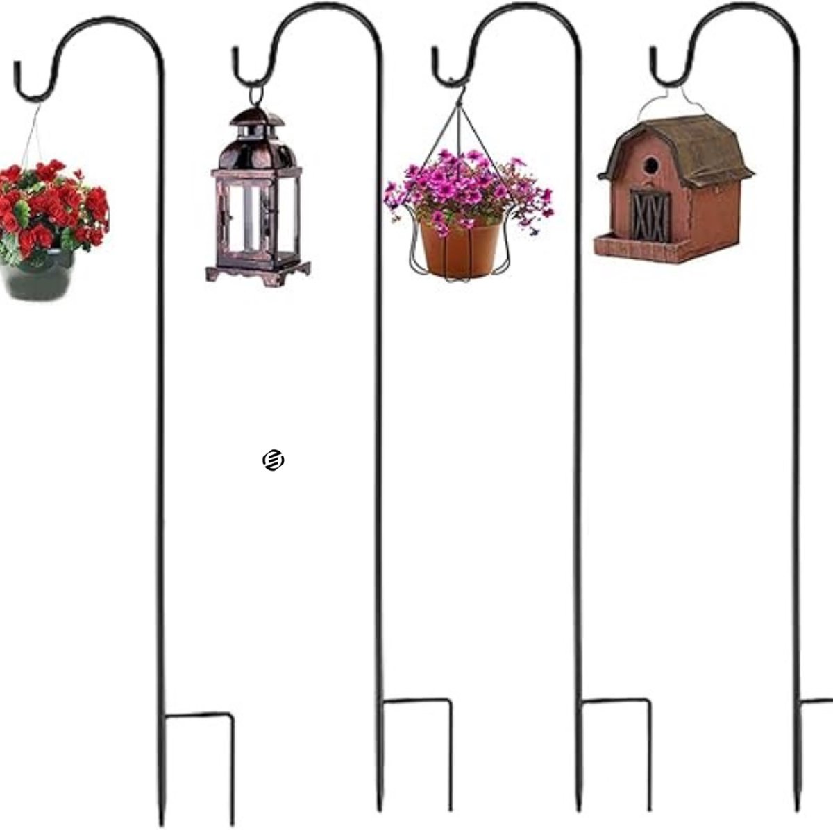 Equivera Herdershaak - Herderstaf voor Lantaarn - Herdersstafhaak - Tuinhaak - Herdershaken - Herders Haak - Tuinstok met Haken - Tuinstok met Haak - Lantaarnstok - Tuindecoratie - Bruiloftdecoratie - Bloemenhanger