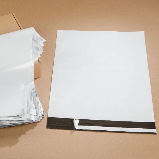 OFFICE PRODUCTS verzendzakken plastic goederenzending / 100 stuks/LDPE-folie /enveloppen blikdicht / 31 x 42 x 4 cm/kleur: wit