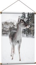 WallClassics - Affiche textile - Cerf en hiver - Photo sur textile 60x90 cm
