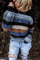 Trui Sweater Dames - Colorblock Grijs - Tsengel - Maat XL