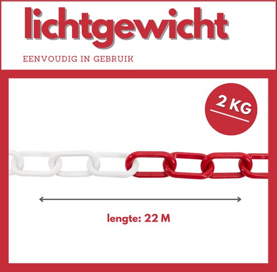Relaxdays afzetketting, 10 m, kunststof ketting, veiligheidsketting voor bouwplaats, parkeerplaats, wachtrijen, rood/wit Relaxdays afzetketting, 10 m, kunststof ketting, veiligheidsketting voor bouwplaats, parkeerplaats, wachtrijen, rood/wit