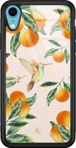 Hoesje geschikt voor iPhone XR - Tropical fruit - Luxe Hard Case - Bloemen - Oranje - ELLECHIQ