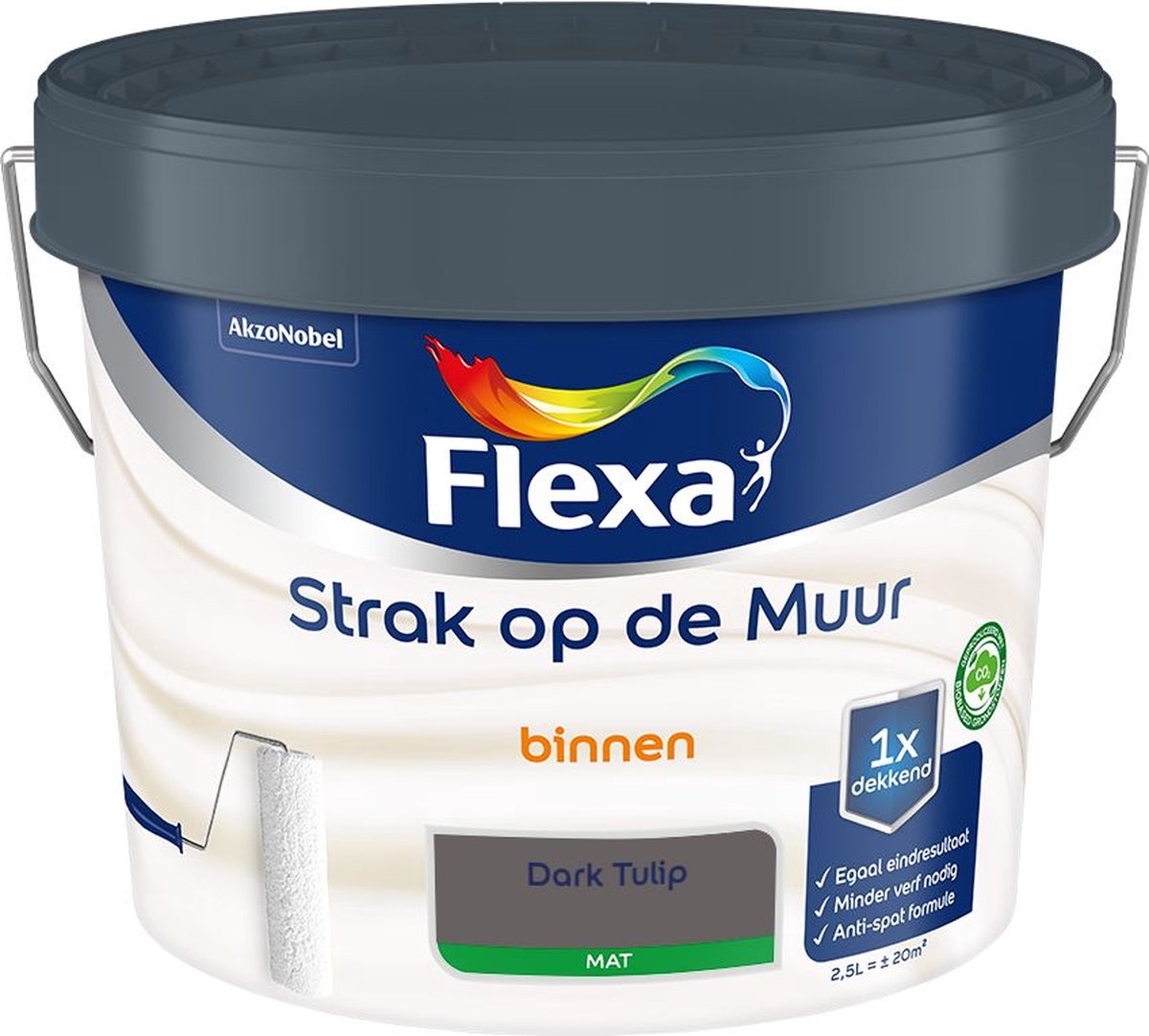 Flexa Strak op de Muur - Binnen muurverf - Mat - Dark Tulip - 2,5 liter